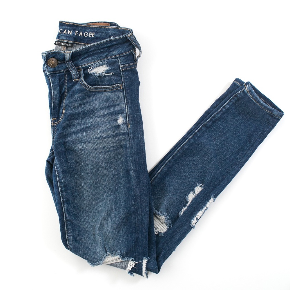 American Eagle Next Level Stretch Jegging distressed skinny jeans size 0